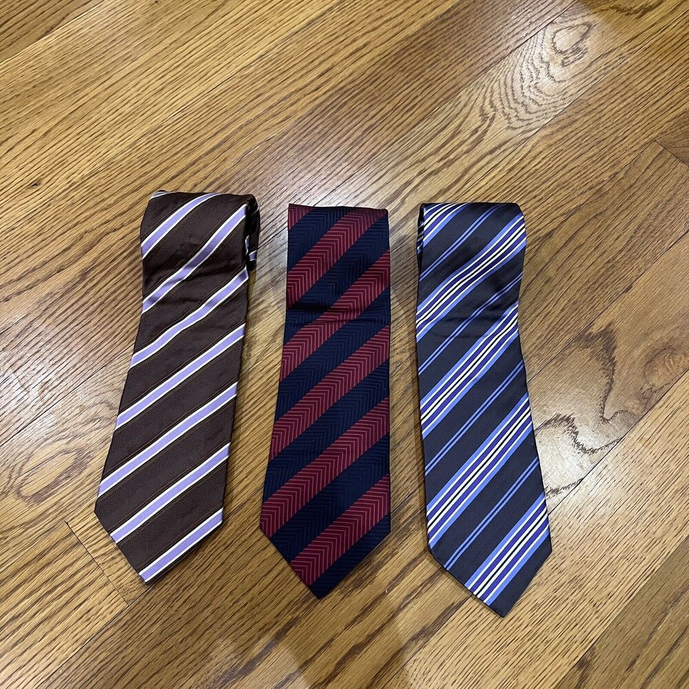 Lot of 3 Mens‎ Milano Platinum Ties 100% Silk